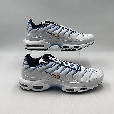 Nike Air Max Plus Men Running Shoe White University Blue Gold DM0032-101 Size 13 • $74.95