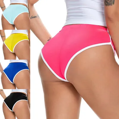 Womens Plain Stretchy Yoga Mini Shorts Club Wear Fitness Dance Summer Hot Pants • £3.35