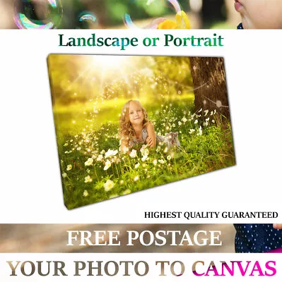 Your Photo Picture On Canvas Print A1 A2 A3 A4 Framed Ready To Hang Free Hanger • £13.39