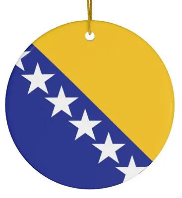 Bosnia Herzegovina Ceramic Christmas Ornament Bosnian Flag Round World Travel • $14.95