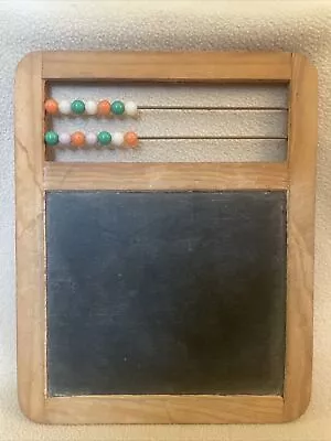 Antuque Child's Chalk Board Black Slate 8  X 10  Wood Frame With Abacus Beads • $28.04