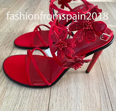 Zara New Woman High-heel Floral Sandals Red 36-41 3302/310 • $114.99