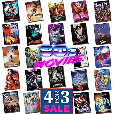 Eighties Movies 80s METAL POSTERS Wall Art Posters Classics Prints Cinema Room • £4.99