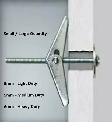 Hollow Wall Spring Toggle Fixings Plasterboard Stud Cavity Anchors Choose Size • £3.90