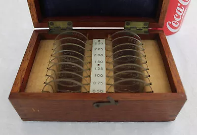 £39.99 • Buy Vintage Optical Opticians Lenses In Wooden Box Eye Test FREEPOST