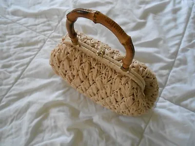Vintage 1950s Handmade Woven Wicker Handbag.Japan • $30