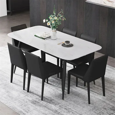 Large Marble Slate Kitchen Dining Table Indoor Outdoor Table W Round Corner Edge • $275.93