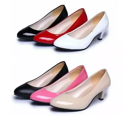 Womens Low Heel Pump Shoes Round Toe Slip On Dress Shoes OL Shoes Wedding Girls • $23.48