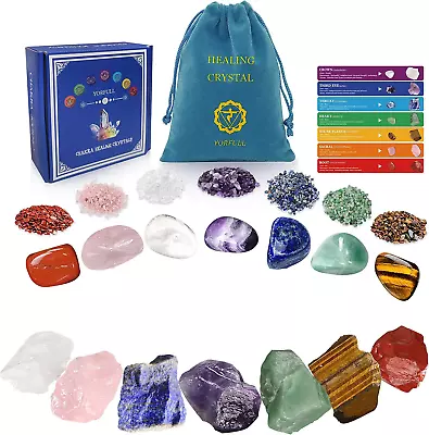 Healing Crystal For Beginners 7 Chakra Crystal Set23 Pcs Healing Crystal Wiccan • £14.22