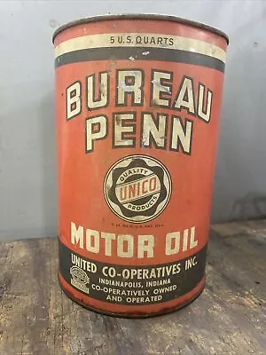 Bureau Penn 5 Qt Empty Metal Motor Oil Can • $375