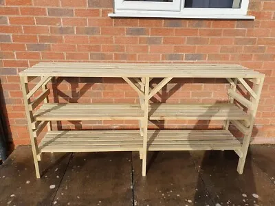 £76 • Buy Wooden Greenhouse Staging Shelving Potting Bench - Very Solid - 3 TIER