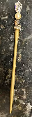 VTG Mei Fa USA Aurora Boreal Crystal Faux Pearl Wooden Hair Stick- Gold Tone • $35