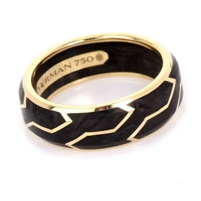 $2650 DAVID YURMAN 18K GOLD 8mm LARGE FORGED CARBON BAND MEN'S RING • $1899.99