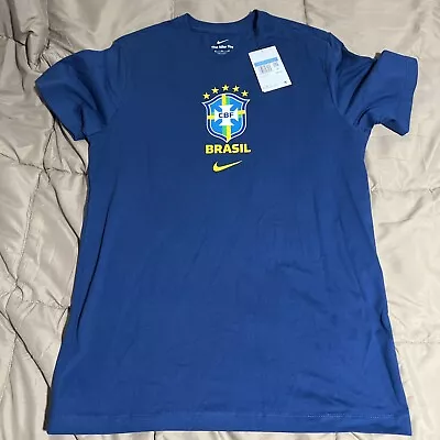 New Men’s Nike Navy Blue Brazil Soccer Team T-shirt Medium • $22