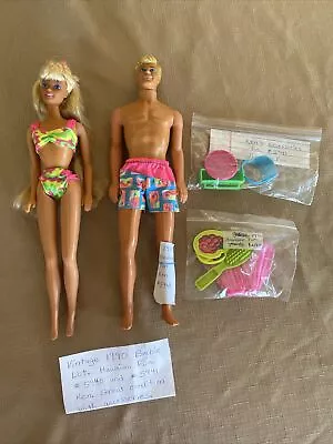 1990 Vintage Mattel Hawaiian Fun Barbie & Ken With Accessories #5940 5941 • $29.99