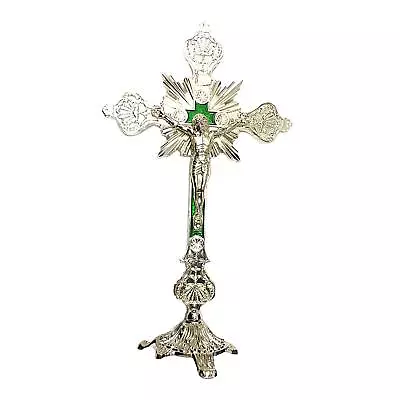 Metal Standing Crucifix With Base Prayer Crosses Desk Decor Crafts Figurines • $23.10