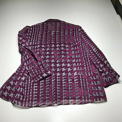 Miss Tina By Tina Knowles Button Down Womens XXL (20) Macro Houndstooth Garnet  • $11.99