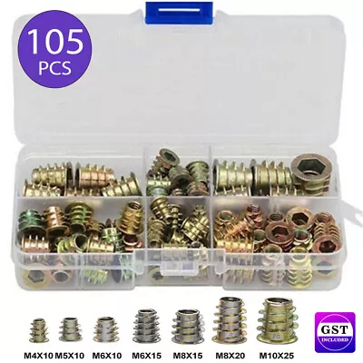 105 X M4 M5 M6 M8 M10 Thread Hex Drive Insert Fixing Wood Screw Inserts Nut Box • $15.14