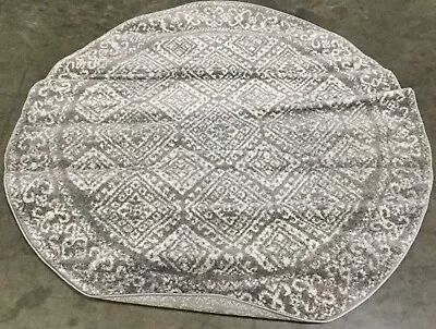 DARK GREY / IVORY 5' X 5' Round Flaw In Rug Reduced Price 1172655024 TUL264F-5R • $33