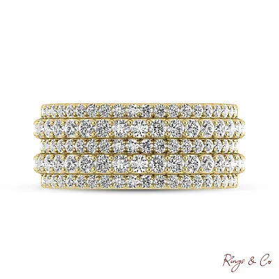 Five Row Ring Band With Alternating Raised Lines 2.13 Ctw Diamond RIng 10K • $2659