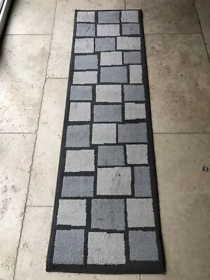 £29.99 • Buy Vintage Hall Runner Rug Carpet Geometric Pattern Circa 1960s 1970s 200cm X 57cm