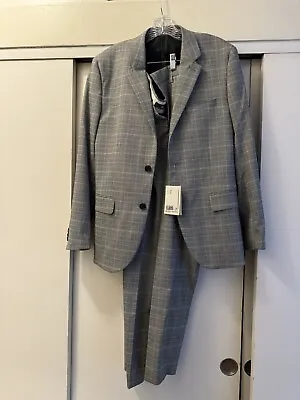 Brand New H&M Men’s Light Gray Check Slim Fit Suit 42R & Pants 32R • $39