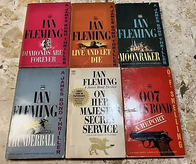 Vintage James Bond 007 Books By Ian Fleming Signet Paperback Lot Of 6 • $13.81