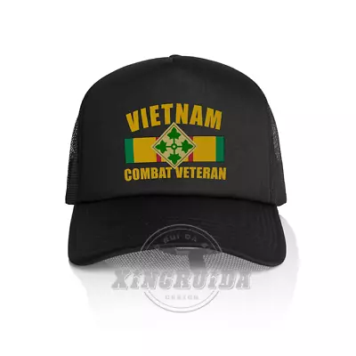 Vietnam 4th Infantry Div Combat Veteran Trucker Hat Foam Mesh Cap Baseball Cap • $13.99