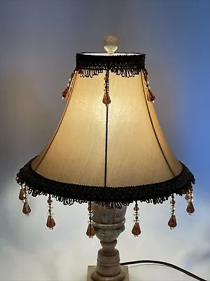 Vtg Victorian Art Deco Boho Style Lamp Shade 13” Gold Brown Beaded Tassel Fringe • $139.99