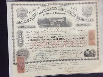 Marietta And Cincinnati Rail Road Company   1864 • $84.99