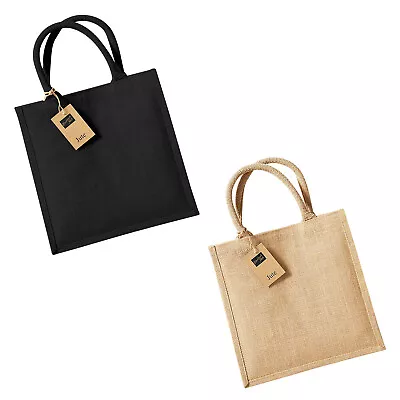 Westford Mill Plain Jute Midi Hessian Reusable Eco Friendly Tote Shopping Bag • £12.30