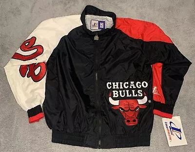 Vintage 90s Chicago Bulls Logo Athletic Windbreaker Jacket Size Large NWT • $165