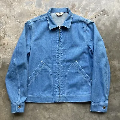 Vintage 70s Lee Talon Full Zip Denim Light Wash Jean Jacket M Fit • $200