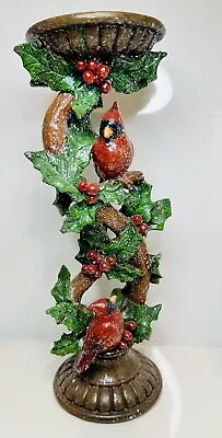 Cardinal Birds Candle Holder Rustic Snow Branch Christmas Decoration Red Berries • $20