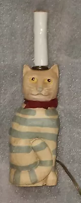 Vintage 1987 Wooden Cat Lamp Folk Art Unique & Unusual  Estate Find • $45