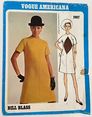 1960s Vogue Americana 1907 BILL BLASS Mod Color Block Dress Sewing Pattern • $44.95