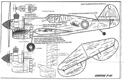 P-40 .049 Profile PLAN. 21  Wing With Symmetrical Airfoil • $2.95