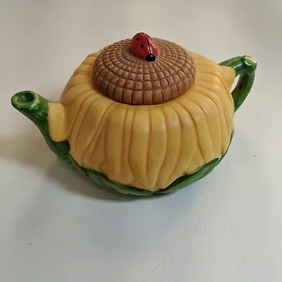 $13.69 • Buy AVON Season's Treasures Miniature Porcelain Teapot Sunflower 2.5 X 4.75 New Open