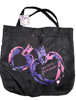 Vera Wang Black Tote Bag Princess Women  Hand Bag Shoulder Bag Purple Liner • $11.75