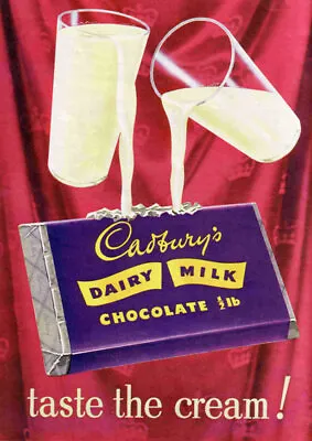 AD80 Vintage Cadbury's Dairy Milk Chocolate Advertisment Poster Print A3 17 X12  • £6.95