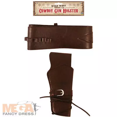 2 Piece Adult Cowboy Gun Holster Wild West Fancy Dress Mens Costume Accessory • £7.99