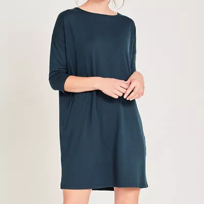 Hush Iris T-Shirt Dress Womens Ladies Oversized Cocoon Mini Midnight Size 6-8 • £15