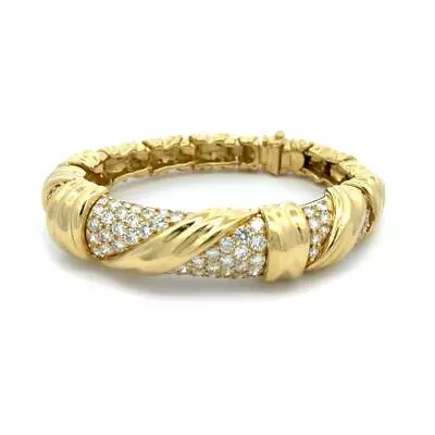 Jose Hess Diamond 18k Yellow Gold Graduated Section Link Bracelet • $15787.20