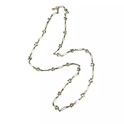 J Crew Gold Tone Chain Link Fashion Necklace Long Swirl Safety Pin Look 15 In • $24.95