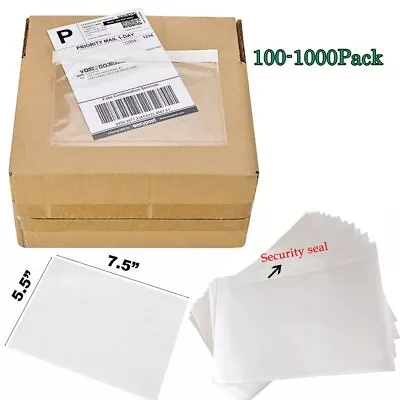 7.5 X5.5  Clear Adhesive Top Loading Packing List Shipping Label Pouch Envelopes • $11.66