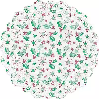 Christmas Holly Paper Doilies Table Placemat Decoration Party 26cm Pack Of 10 • $2.99