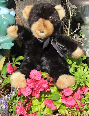 Vintage Black Teddy Bear Real Fur Soft Mink Carmel Accents Chubby Artist 12  • $75