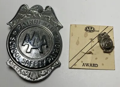 Vintage AAA School Safety Patrolman Metal Badge & Patrol Service Guard Pin • $24.99