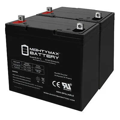 Mighty Max 12V 55Ah SLA Battery Replacement For Pride Victory XL - 2 Pack • $239.99