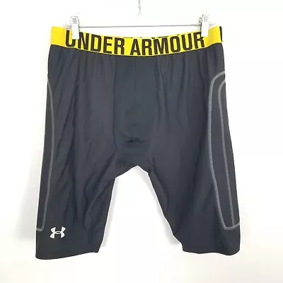 Under Armour Men's Size XL Baseball Compression Sliding Shorts Black Yellow • $22.85